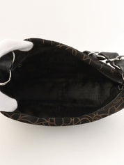 2004年頃製 スエードカメリアパターンCCマークプレートチェーンショルダーバッグ ブラック