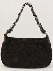 2004年頃製 スエードカメリアパターンCCマークプレートチェーンショルダーバッグ ブラック