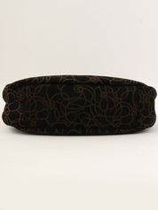 2004年頃製 スエードカメリアパターンCCマークプレートチェーンショルダーバッグ ブラック