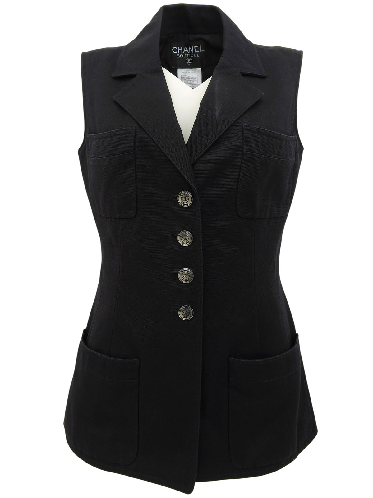 1997年製　ロゴCCマークボタンノースリーブジャケット　ブラック