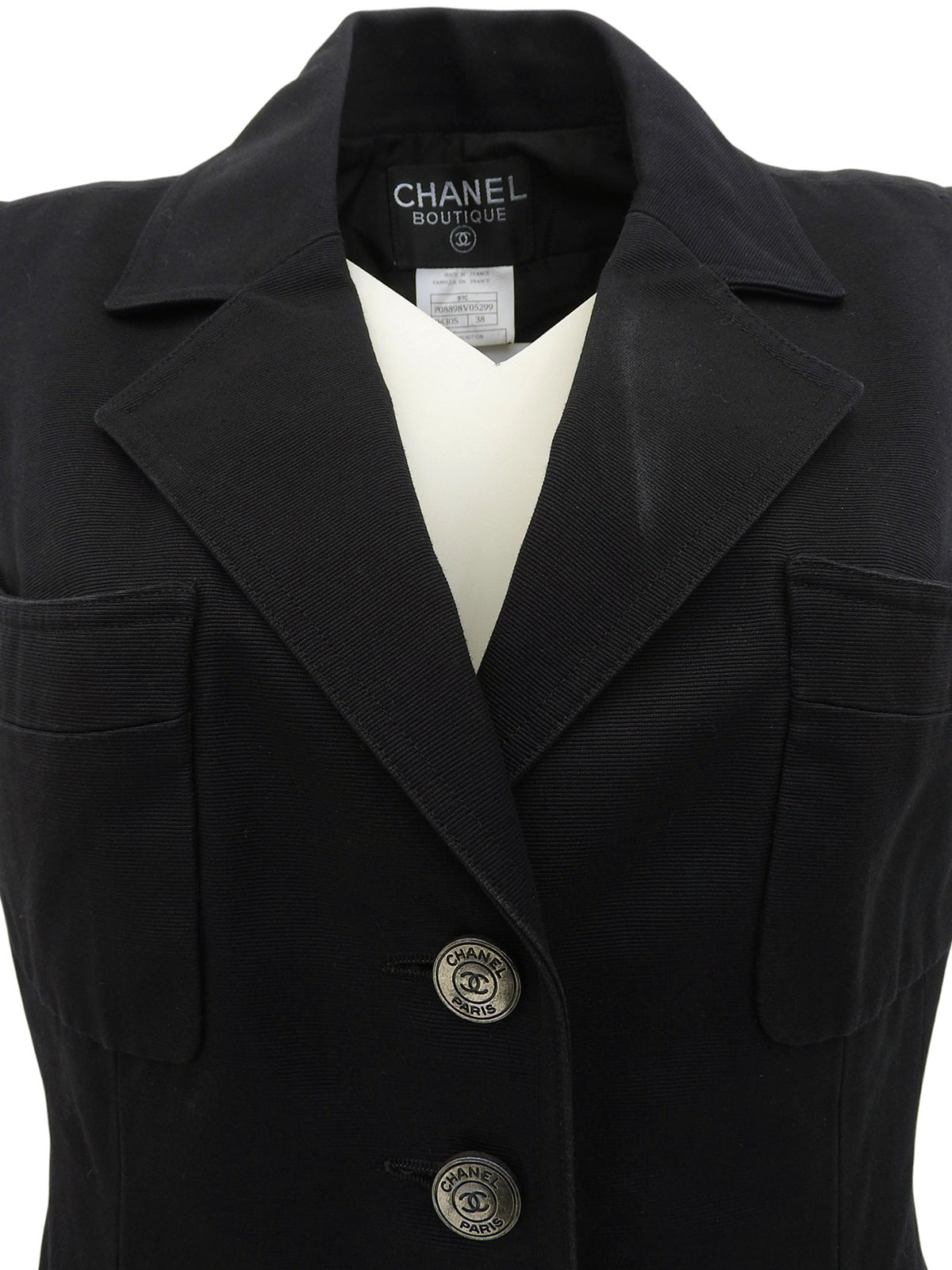 1997年製 ロゴCCマークボタンノースリーブジャケット ブラック