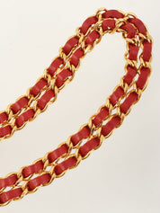 圆形 CC 标志牌链条腰带，金色/红色