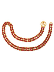 ラウンドCCマークプレートチェーンベルト ゴールド/レッド