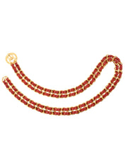 圆形 CC 标志牌链条腰带，金色/红色