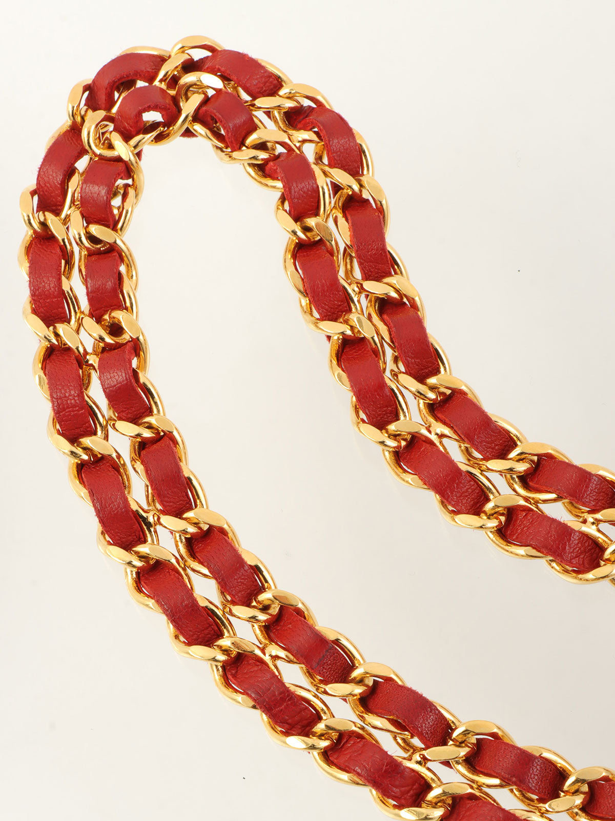 圆形 CC 标志牌链条腰带，金色/红色