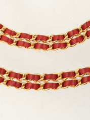 圆形 CC 标志牌链条腰带，金色/红色