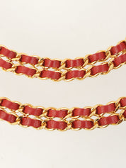 圆形 CC 标志牌链条腰带，金色/红色