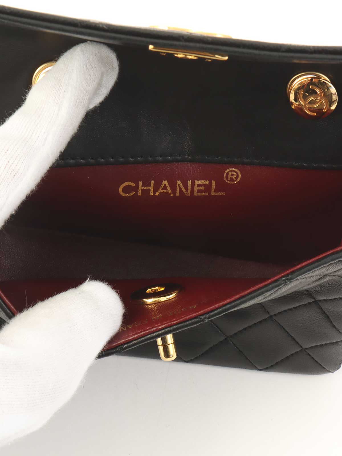 1990年頃製 CCターンロックチェーンショルダーバッグミニ ブラック