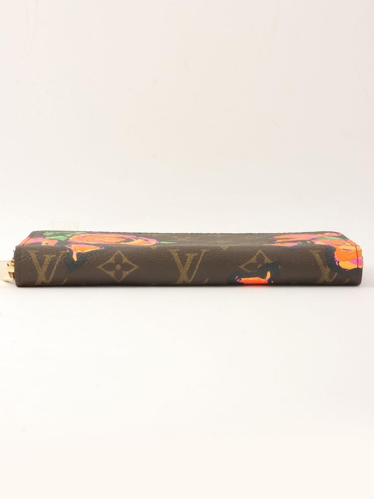 2009年製　キャンバスモノグラムローズジッピーウォレット　ブラウン/ピンク