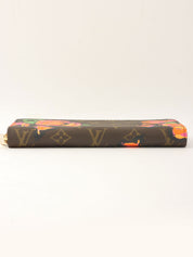 2009年製　キャンバスモノグラムローズジッピーウォレット　ブラウン/ピンク