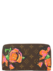 2009年製　キャンバスモノグラムローズジッピーウォレット　ブラウン/ピンク