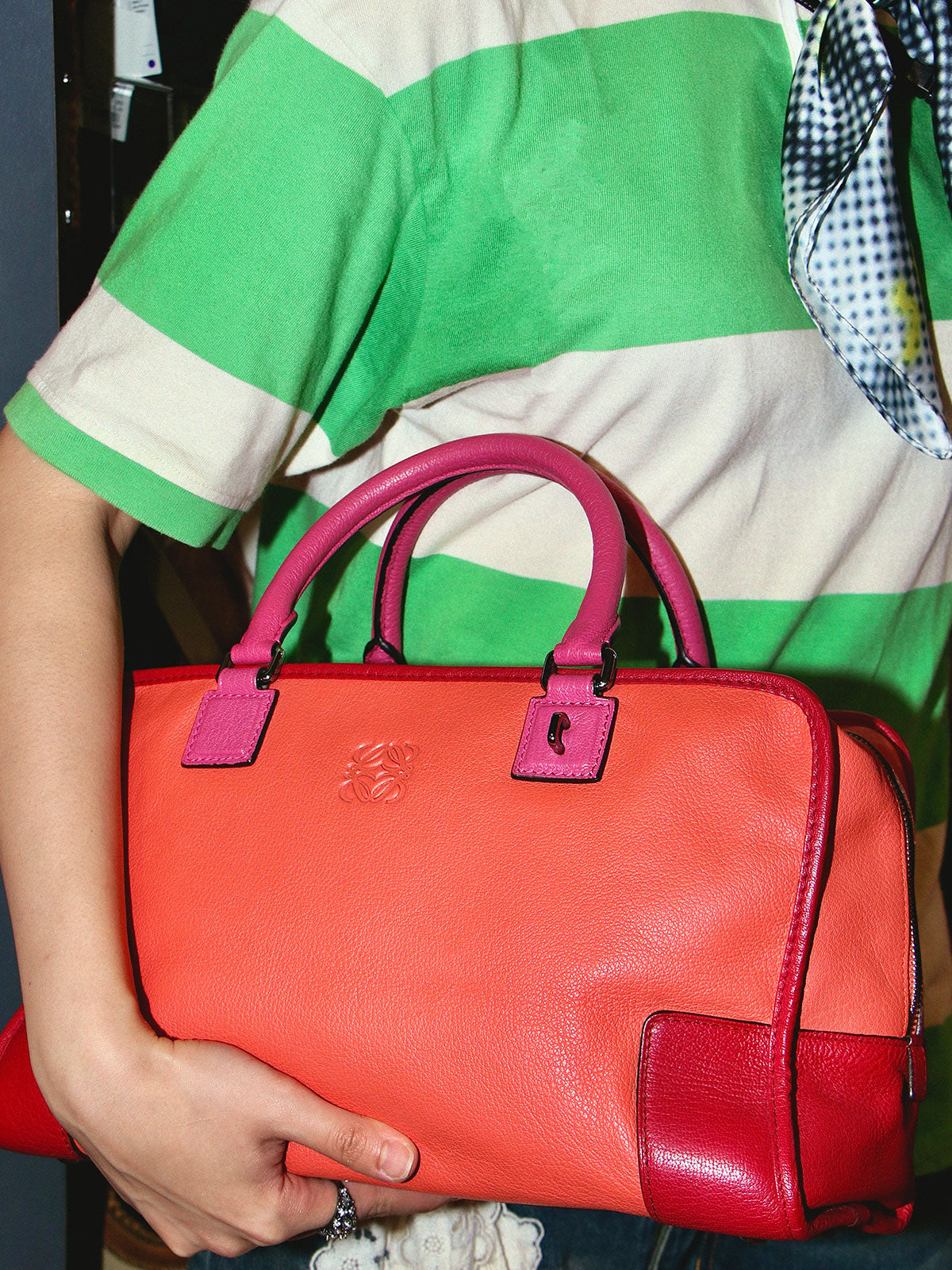 アナグラムアマソナボストンバッグ オレンジ/ピンク/レッド