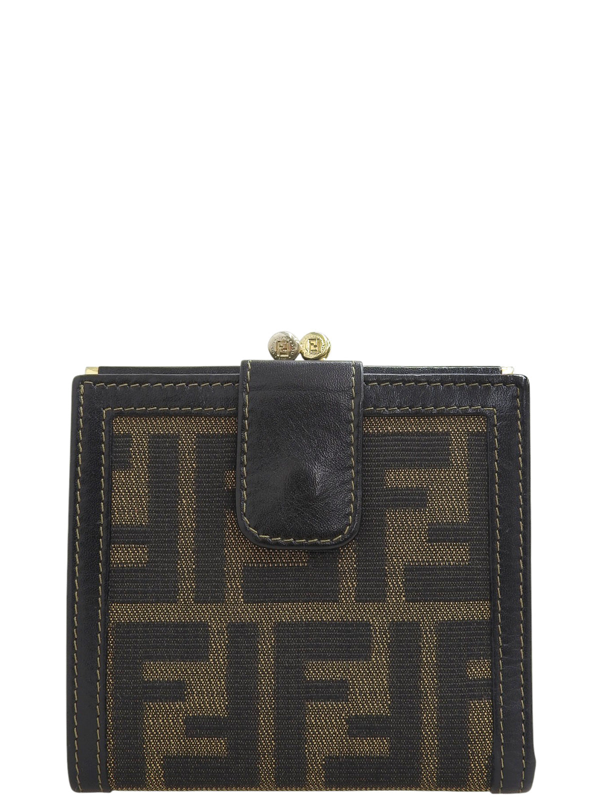 FFズッカパターンがま口ウォレット ブラウン