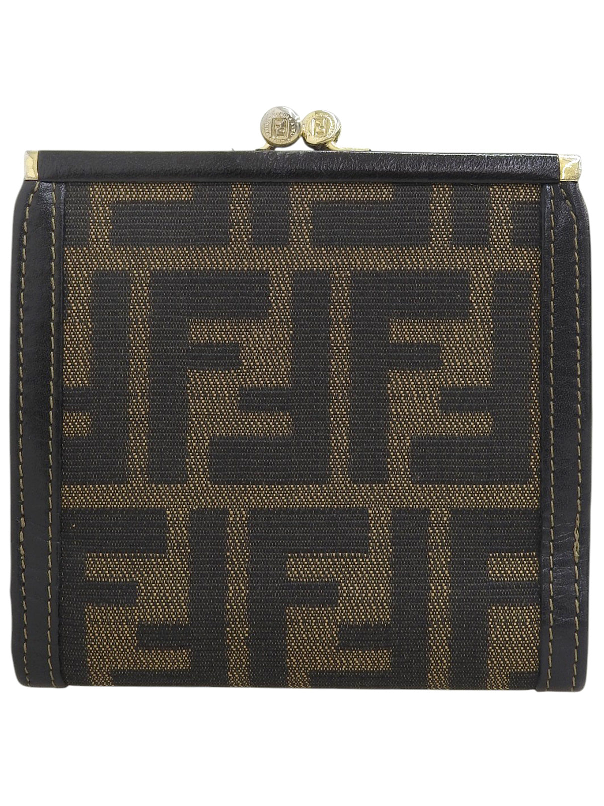 FFズッカパターンがま口ウォレット ブラウン