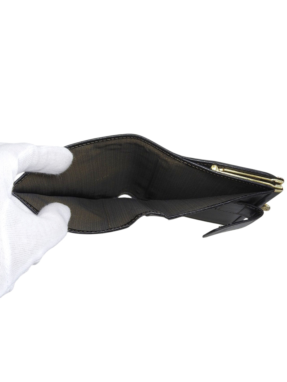 FFズッカパターンがま口ウォレット ブラウン