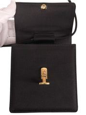 サテンロゴプレートミニショルダーバッグ ブラック