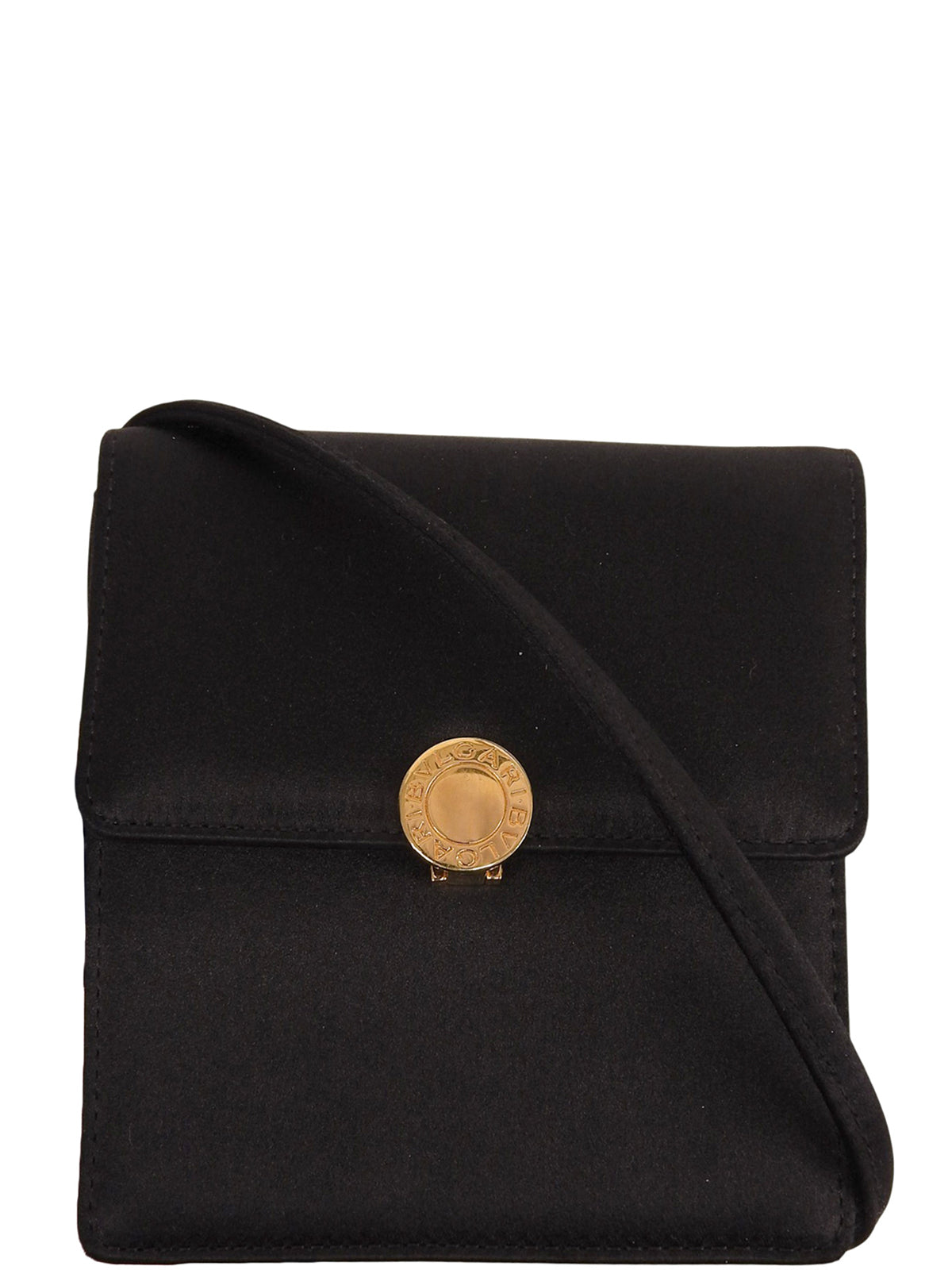 サテンロゴプレートミニショルダーバッグ ブラック