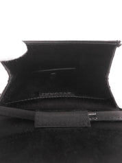 サテンロゴプレートミニショルダーバッグ ブラック