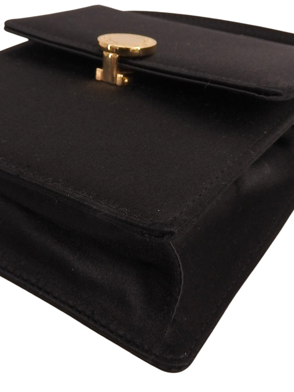 サテンロゴプレートミニショルダーバッグ ブラック