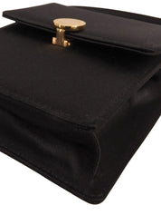 サテンロゴプレートミニショルダーバッグ ブラック