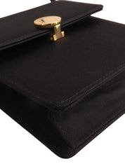 サテンロゴプレートミニショルダーバッグ ブラック