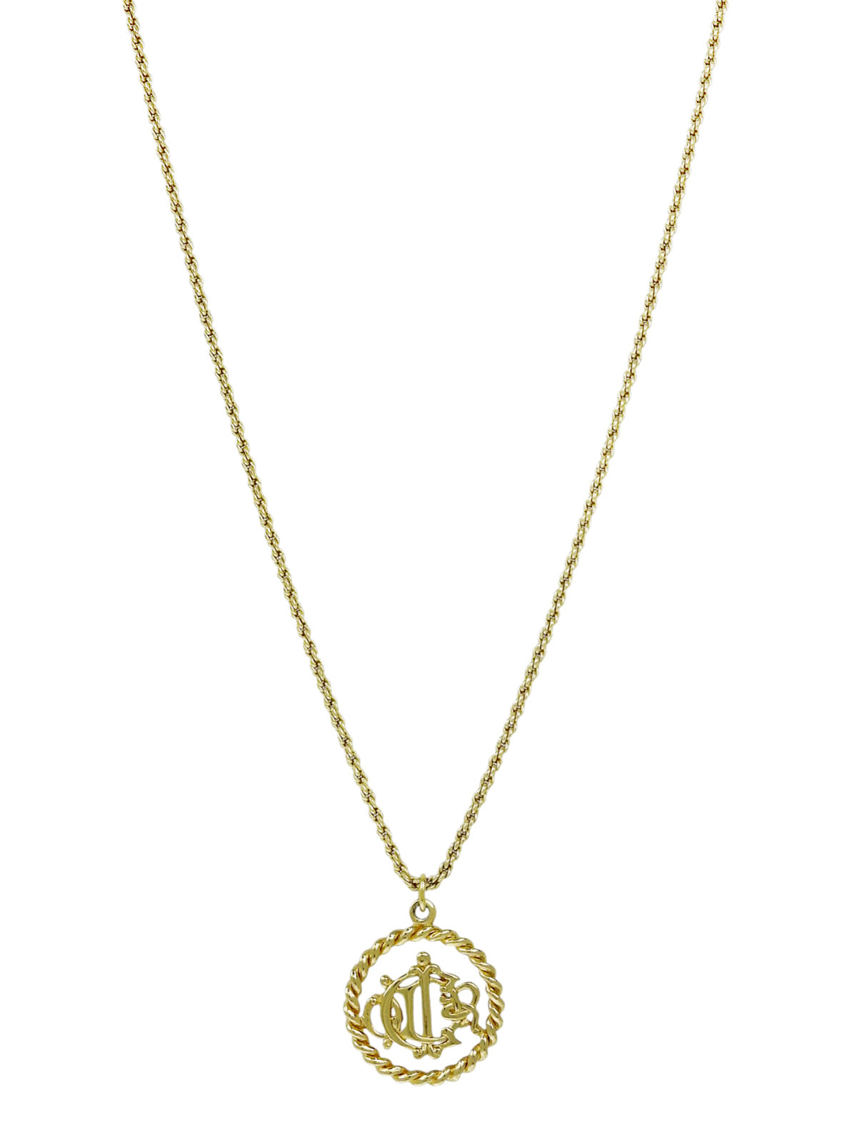Circle Emblem Logo Plate Necklace Gold
