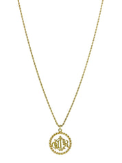 Circle Emblem Logo Plate Necklace Gold