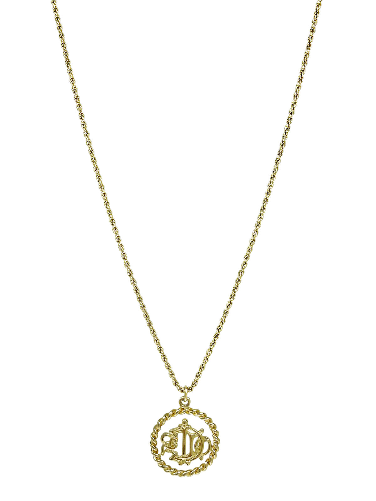 Circle Emblem Logo Plate Necklace Gold