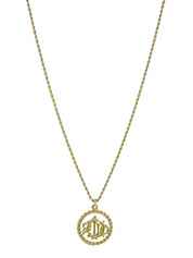 Circle Emblem Logo Plate Necklace Gold