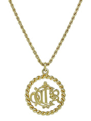 Circle Emblem Logo Plate Necklace Gold