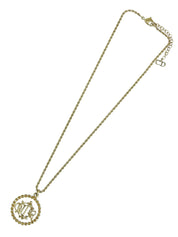 Circle Emblem Logo Plate Necklace Gold