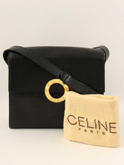 サークルロゴプレートショルダーバッグ　ブラック