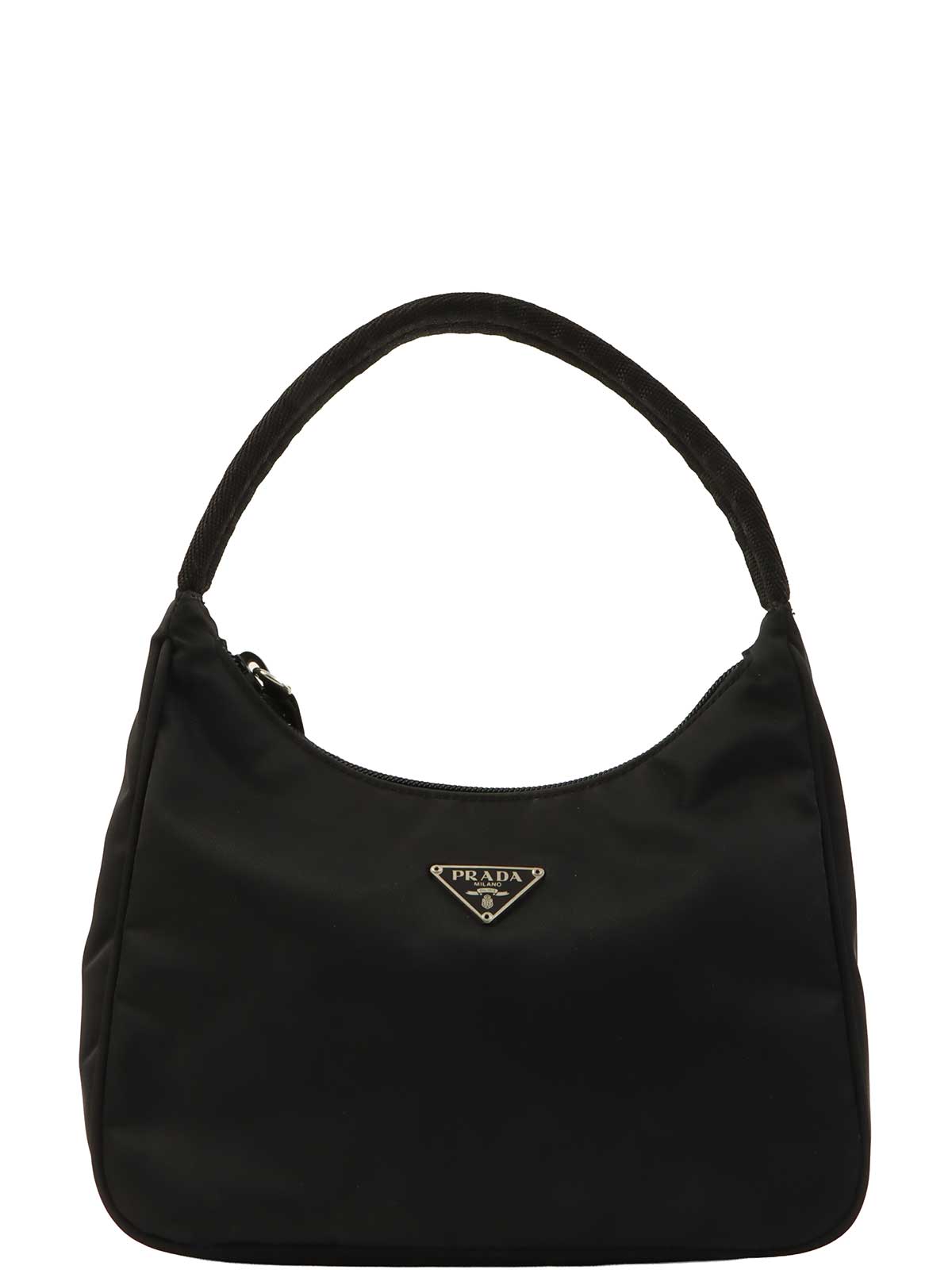 ナイロンロゴプレートハンドバッグ ブラック