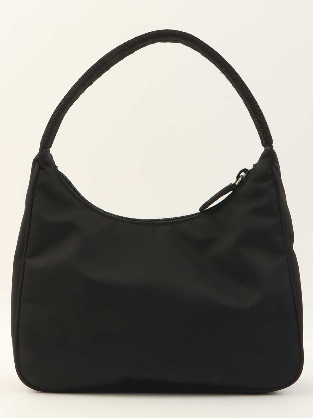 ナイロンロゴプレートハンドバッグ ブラック