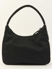 ナイロンロゴプレートハンドバッグ ブラック