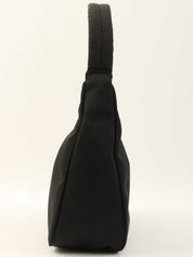 Nylon logo plate handbag in black