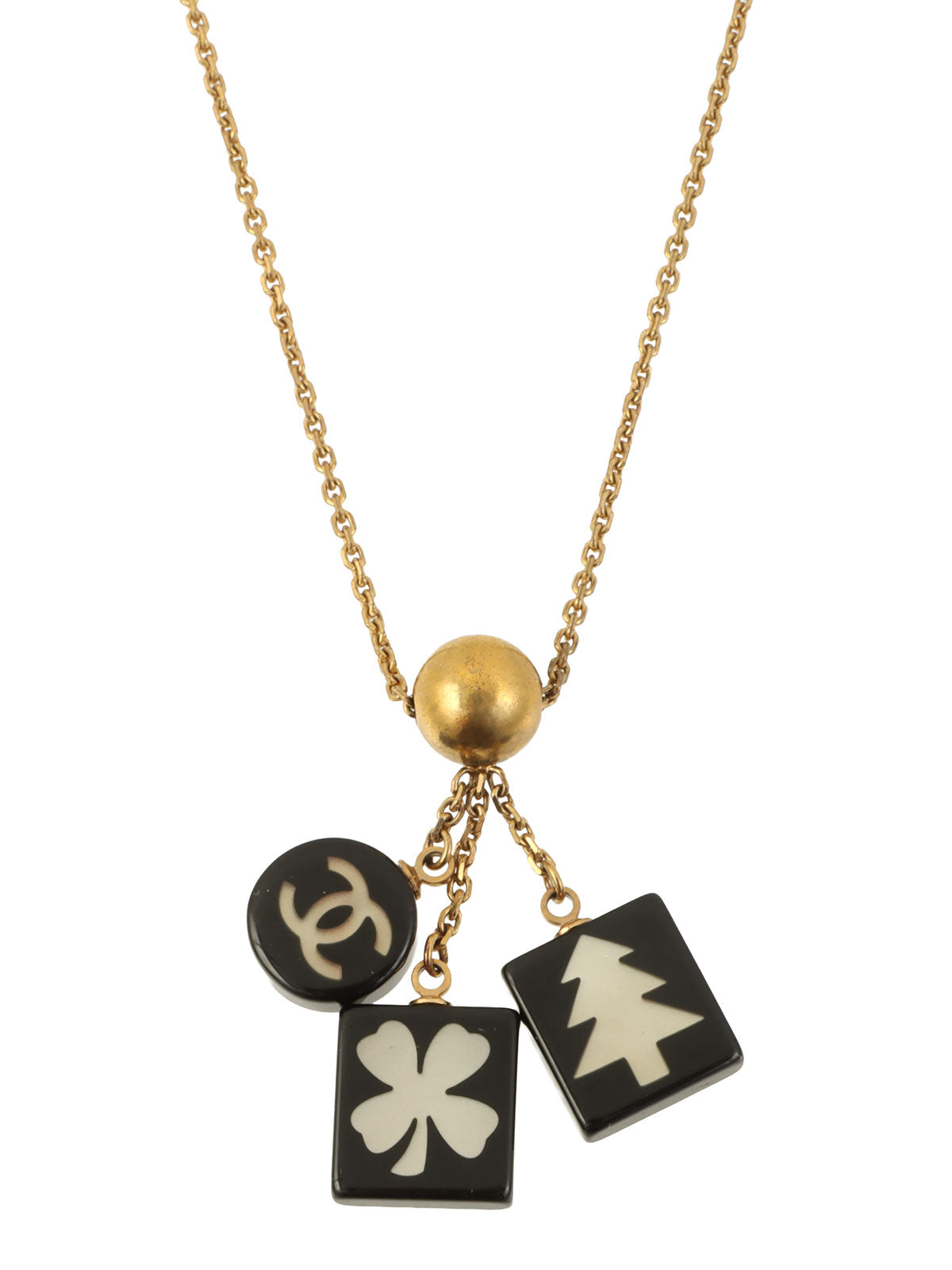 2003 Multi-Motif CC Mark Necklace Gold/Black