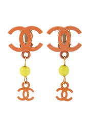 2003年製 カラーストーンCCマークスウィングイヤリング オレンジ/イエロー