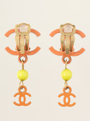 2003年製 カラーストーンCCマークスウィングイヤリング オレンジ/イエロー