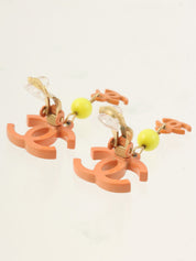 2003年製 カラーストーンCCマークスウィングイヤリング オレンジ/イエロー