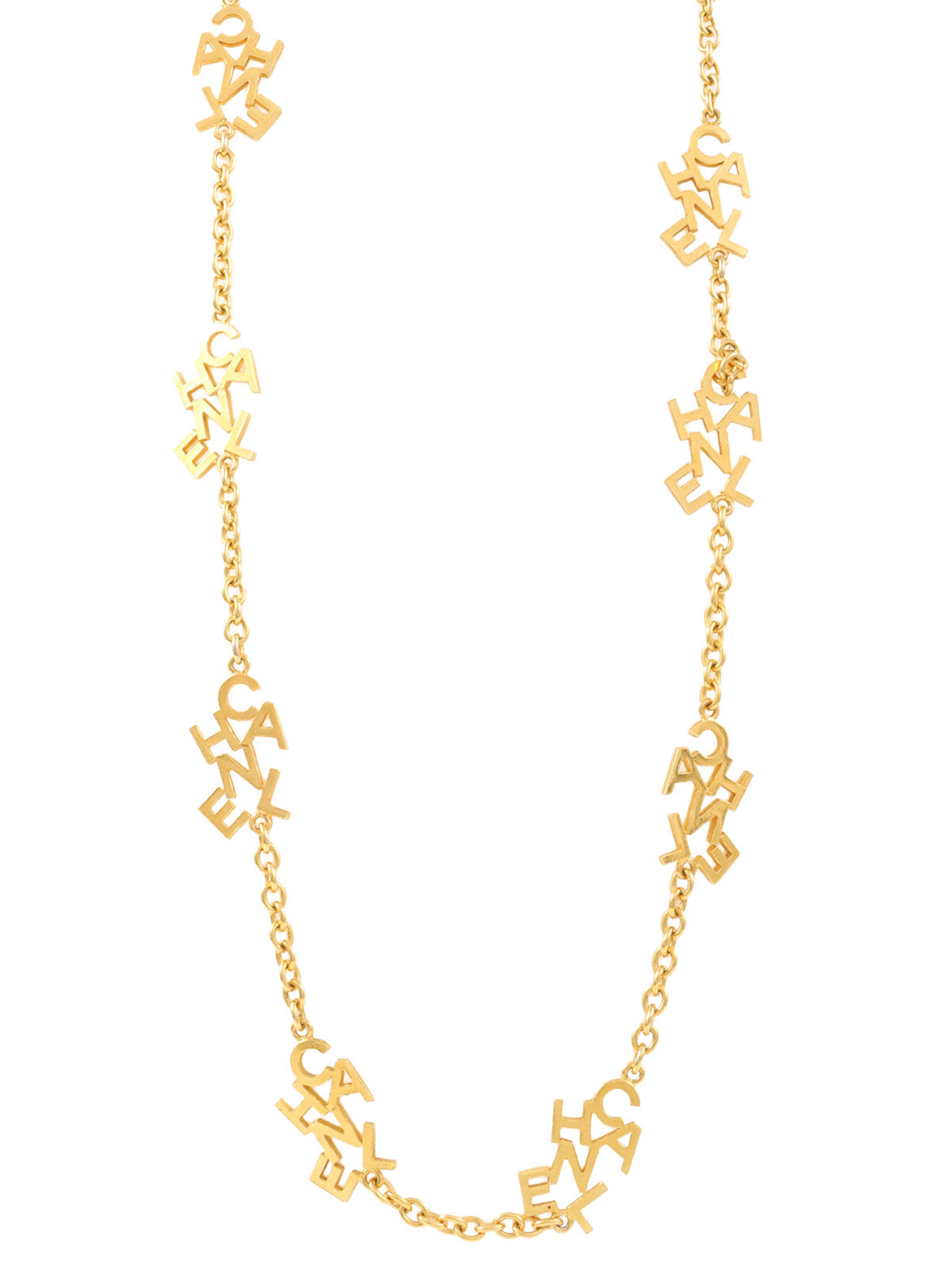 ロゴプレートロングネックレス ゴールド