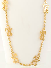 ロゴプレートロングネックレス ゴールド