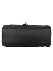 ナイロンレザーコンビロゴプレートショルダーバッグ　ブラック