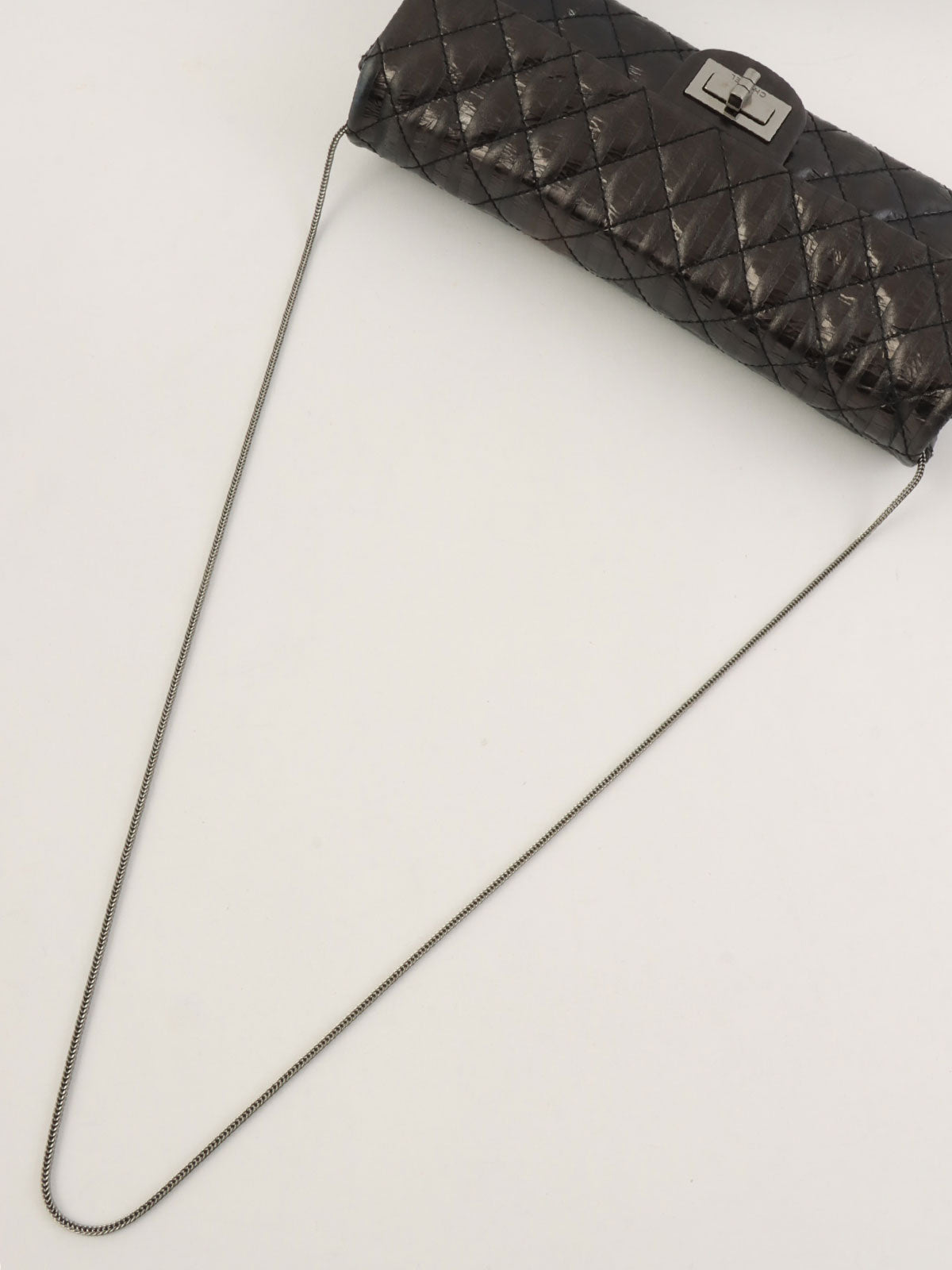 2008 Striped Pattern Matelasse Stitch 2.55 Chain Shoulder Bag in Black