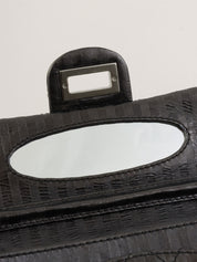 2008 Striped Pattern Matelasse Stitch 2.55 Chain Shoulder Bag in Black