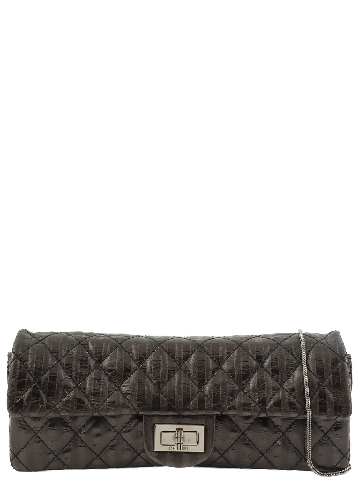 2008 Striped Pattern Matelasse Stitch 2.55 Chain Shoulder Bag in Black