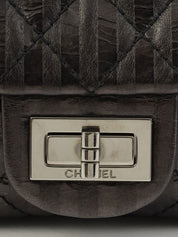 2008 Striped Pattern Matelasse Stitch 2.55 Chain Shoulder Bag in Black