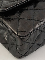 2008 Striped Pattern Matelasse Stitch 2.55 Chain Shoulder Bag in Black