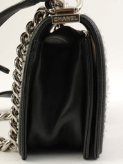 2017 Sequin Boy Chanel Chain Shoulder Bag in Black/White