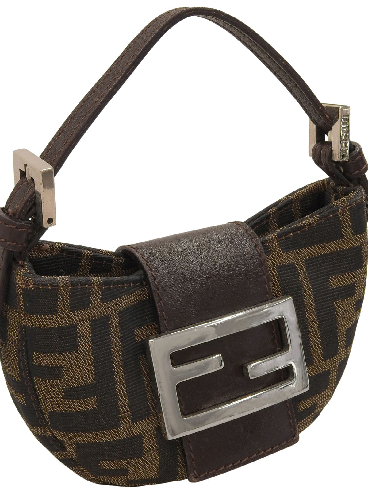 FF Zucca Pattern Mini Croissant Handbag, Brown